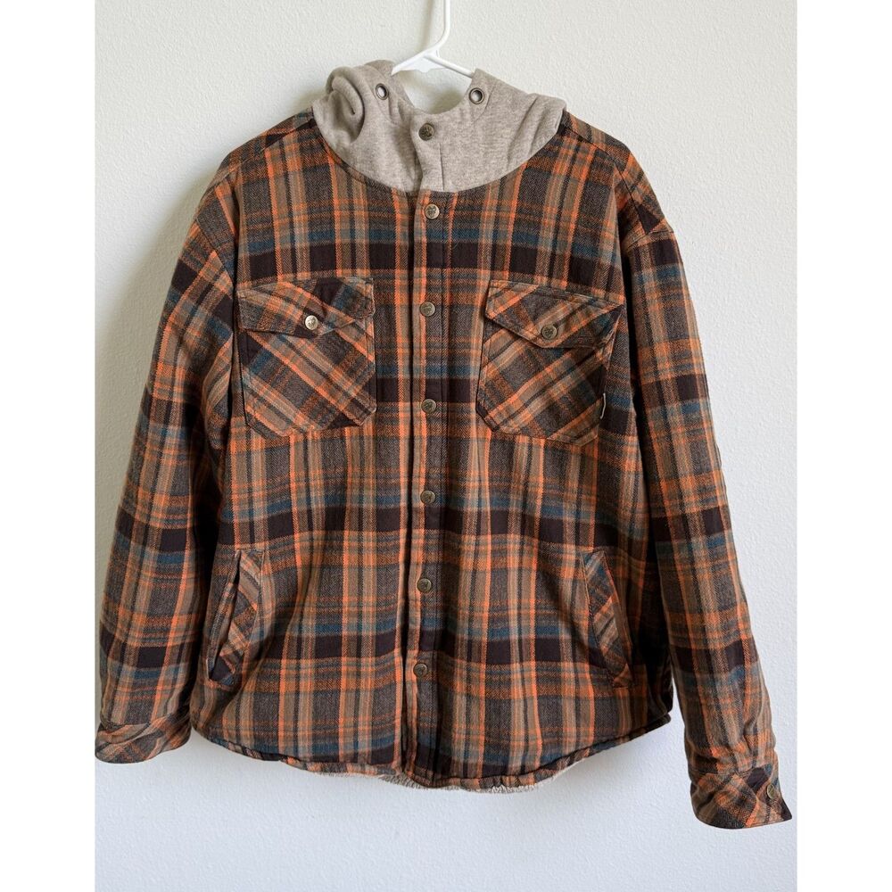 Legendary Whitetails Mens Large Plaid Sherpa Lined Hooded Flannel Jacket